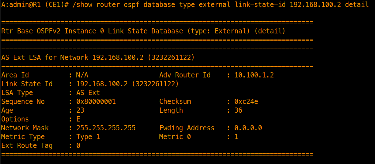 Database Verification (exernal prefixes) with Type 1 metric