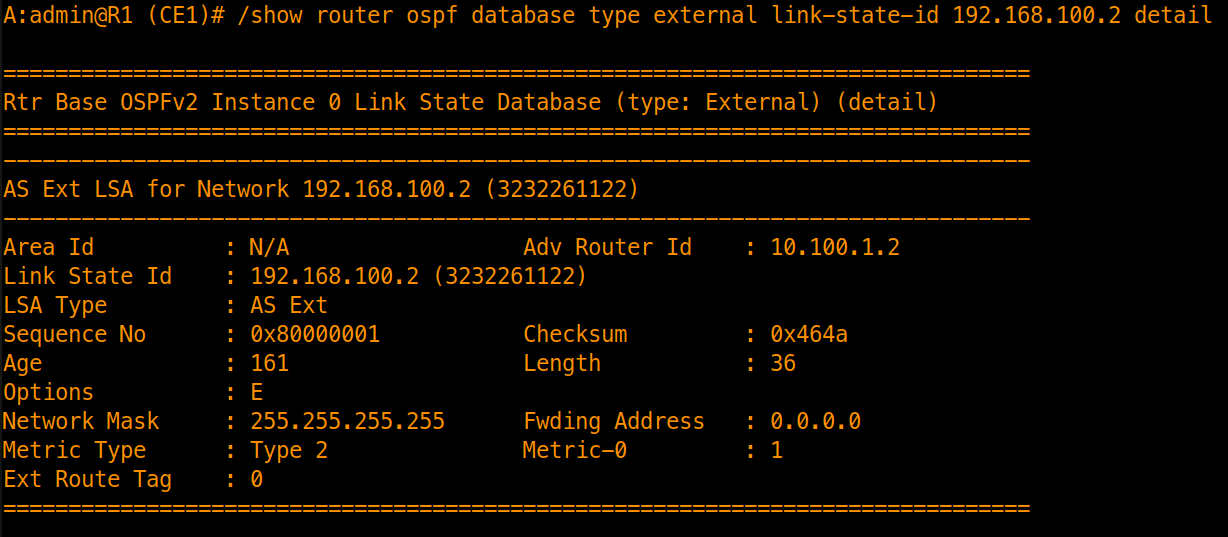 Database Verification (exernal prefixes) with Type 2 metric