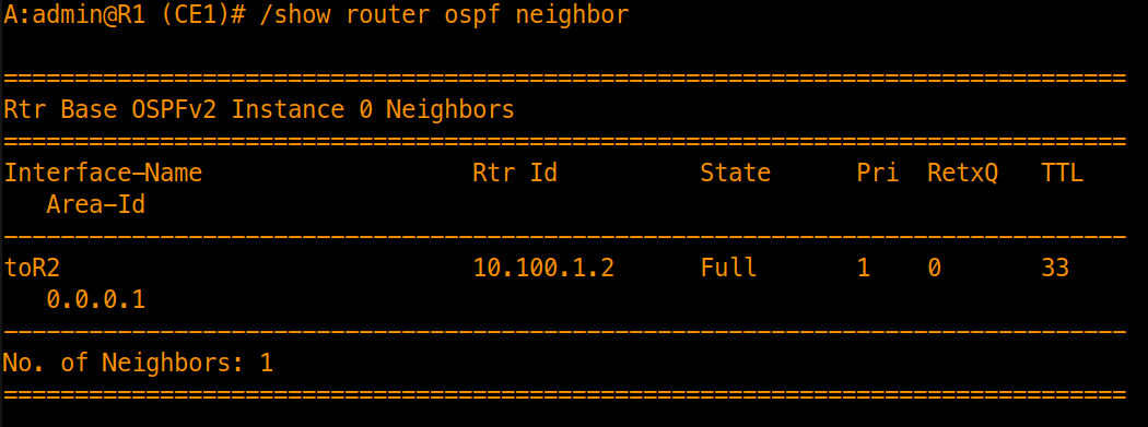 OSPF Multi-area neighbor verification