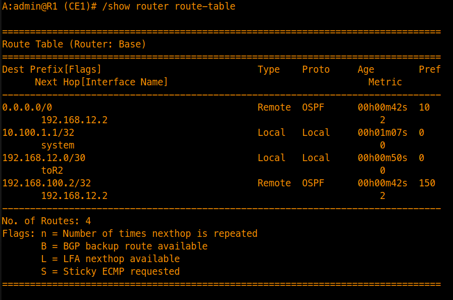 OSPF Multi-area Route Table verification in Totally NSSA