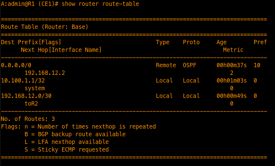 OSPF Multi-area Route Table verification in a Totally Stubby Area