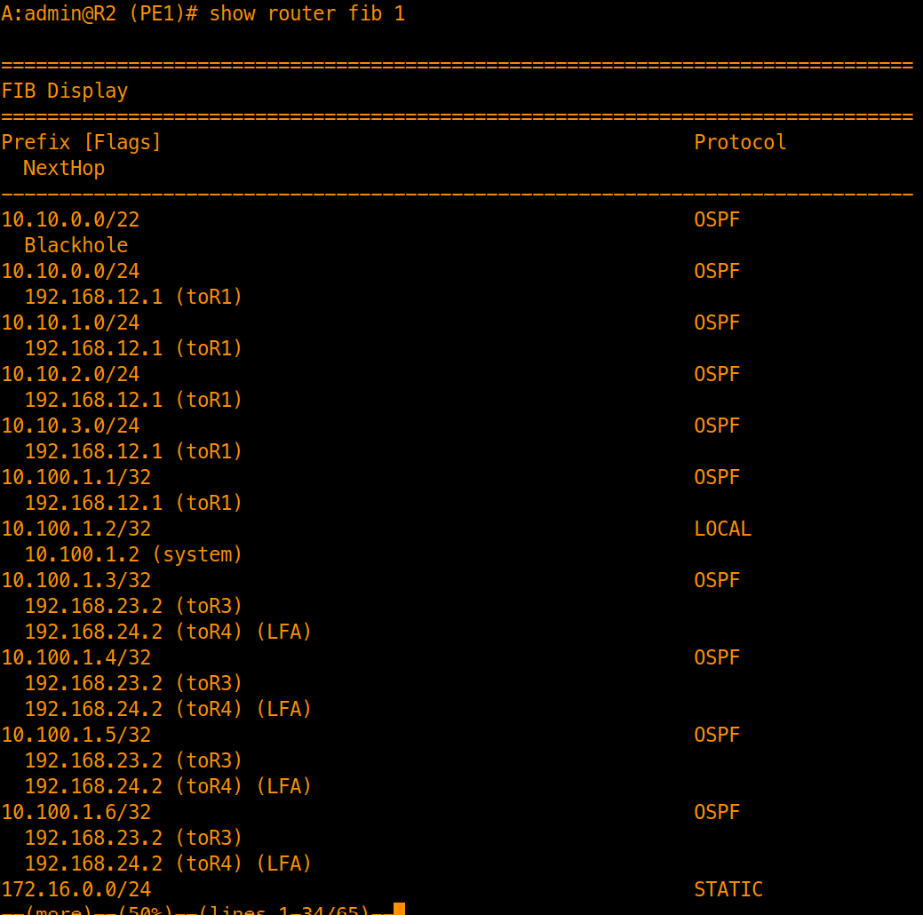 FIB 1 IP Fast-Reroute Verification