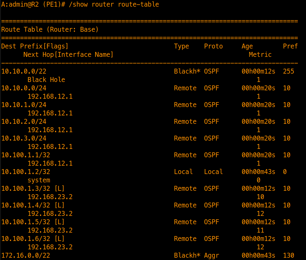 Routing Table LFA Backup Path Verification - L flag